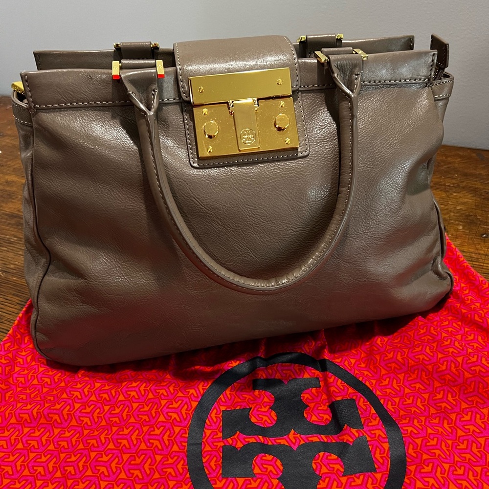 Tory Burch Brown Leather Tote Bag
